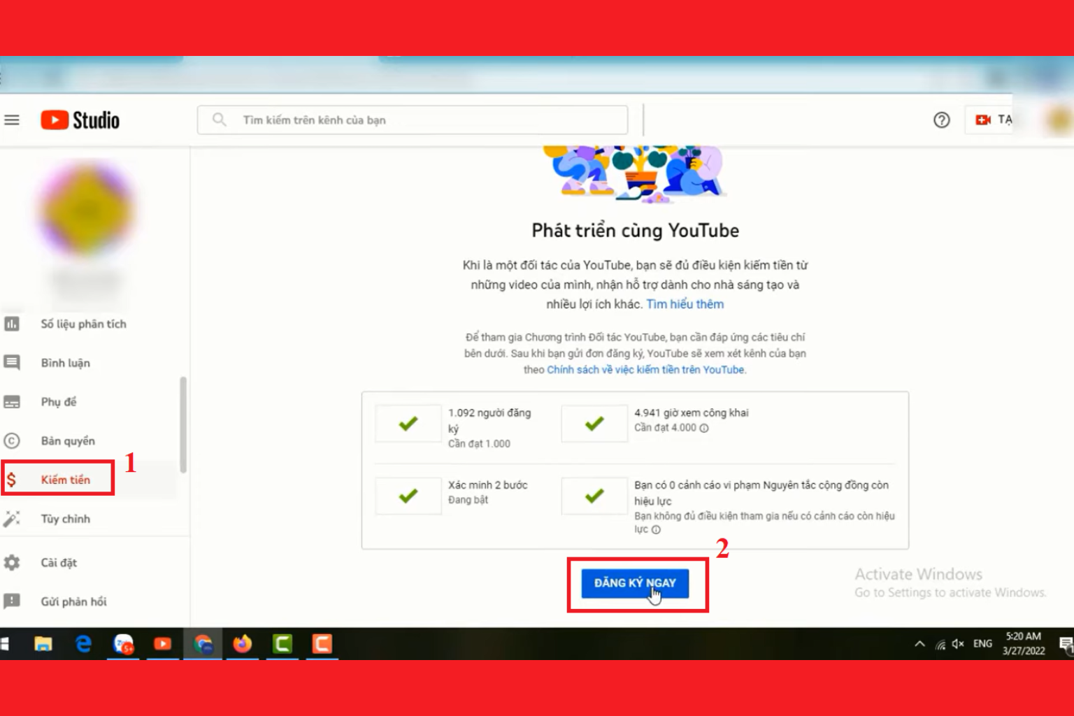 Cách bật Youtube Shorts kiếm tiền