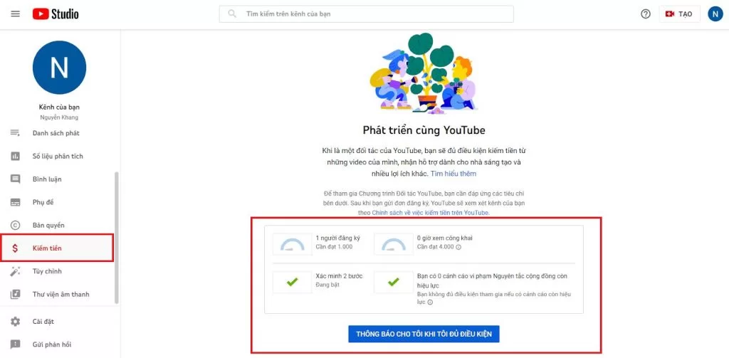 Cách bật kiếm tiền Youtube chuẩn nhất
