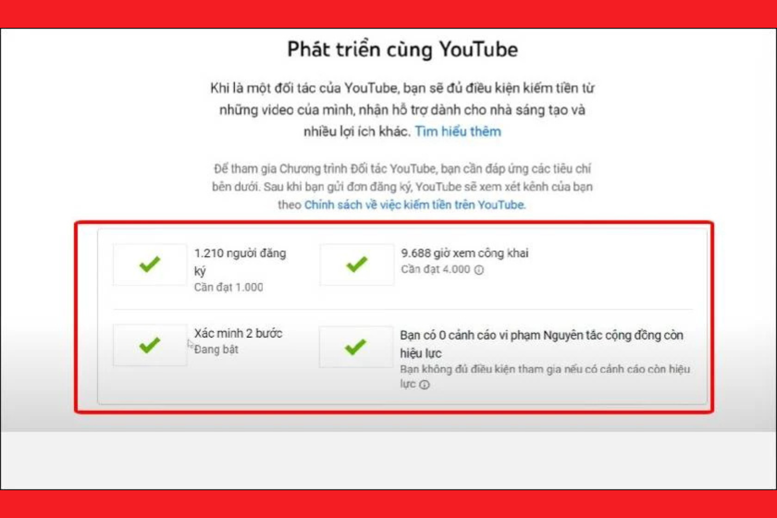 Điều kiện để bật kiếm tiền Youtube Shorts