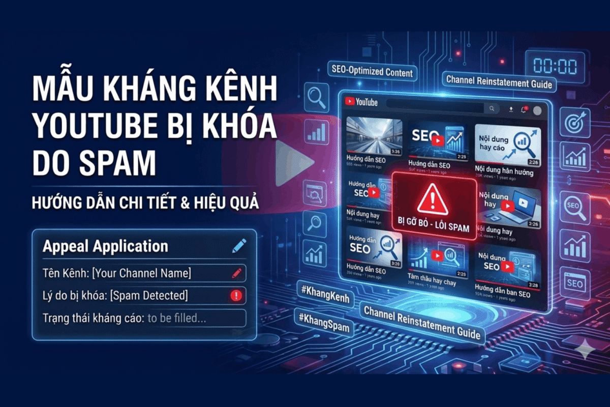 Mẫu Kháng Kênh Die Spam Mới Nhất 2026 – Cách Kháng Thành Công Khi YouTube Xóa Kênh Vì Spam