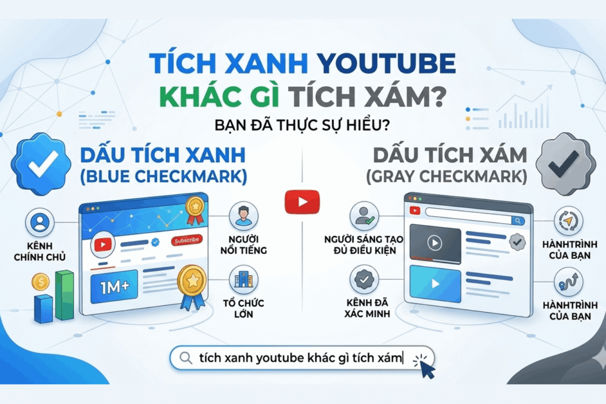 Tích Xanh YouTube Khác Gì Tích Xám? Hiểu Đúng Bản Chất Để Phát Triển Kênh Nhanh 2026