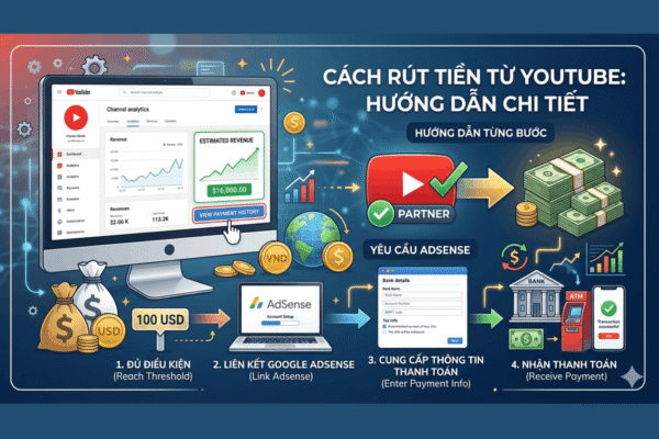 Cách Rút Tiền Từ Youtube 2026: Hướng Dẫn Nhận Tiền Về Ngân Hàng Từ A-Z